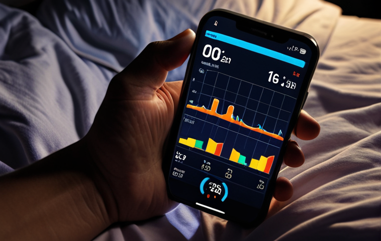 **

A person sleeping peacefully wearing a smartwatch, displaying sleep data visualization (sleep stages graph) on a smartphone screen next to the bed. The room is dimly lit, creating a relaxing atmosphere. Emphasize the concept of sleep monitoring and regeneration.

**